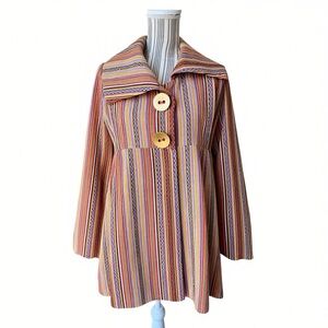 Judith March Multicolor Stripe Lightweight Cotton Coat - Size Medium
